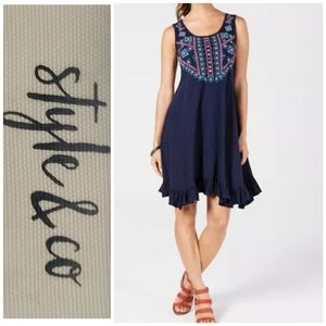 Style & co tank dress with embroidery and mirrors!